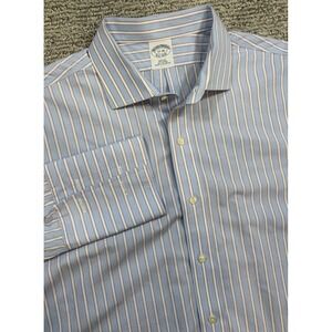 VTG Brooks Brothers Button Shirt 17-36 Blue Red Dress French Flip Cuff Slim Fit